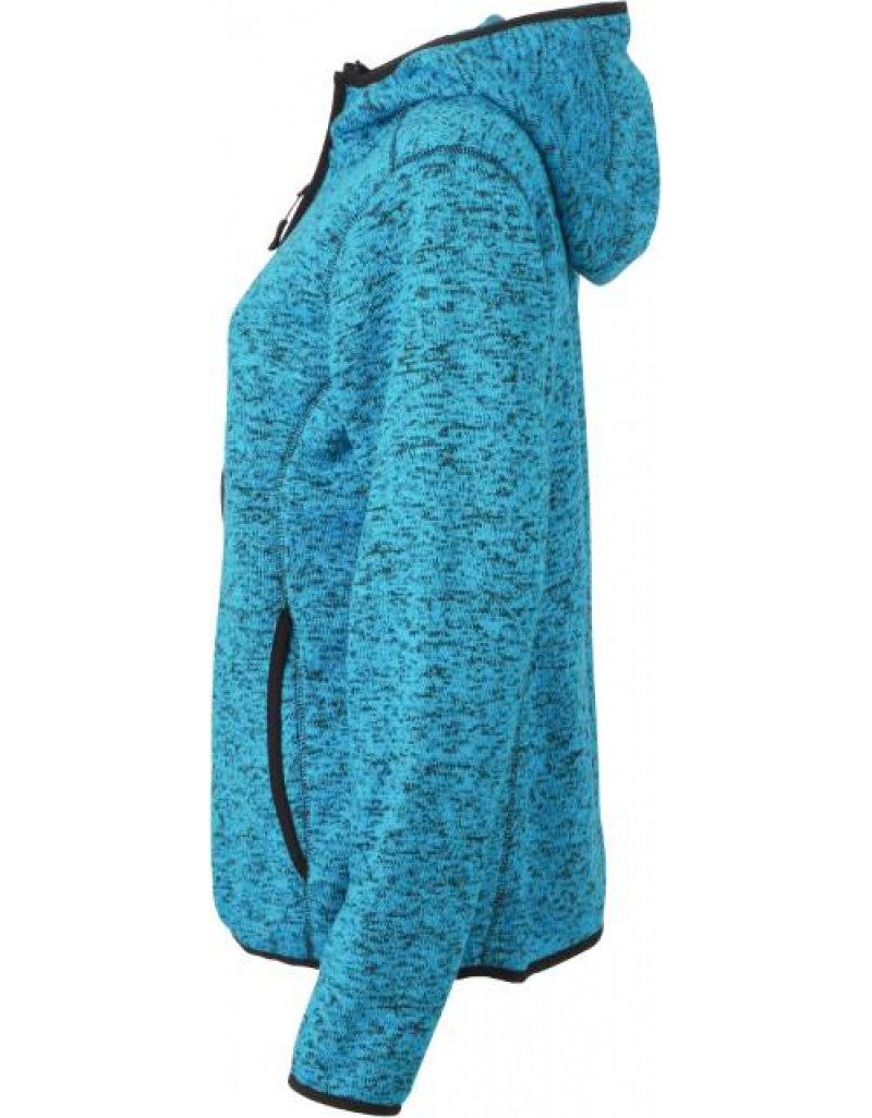 Jachetă tricotată cu glugă din fleece pentru femei